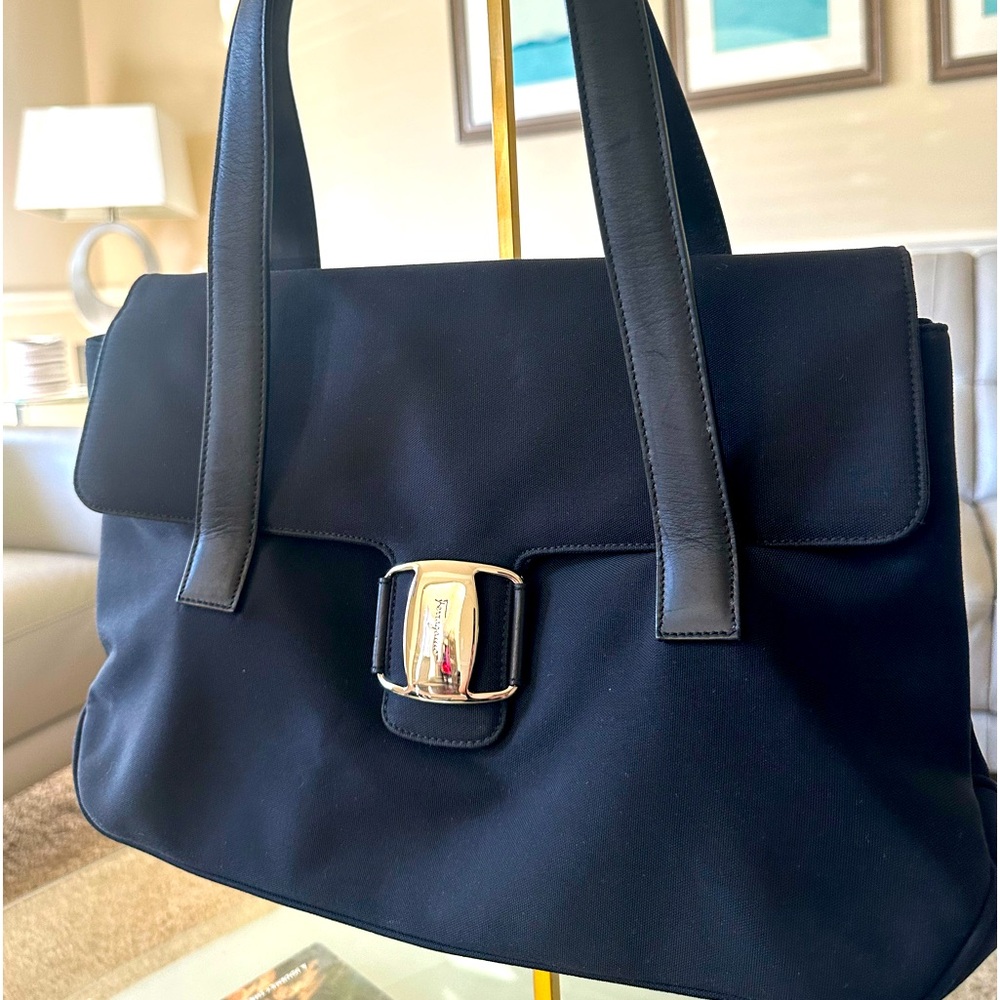 Immaculate clean Salvatore Ferragamo. EUC. Nylon body and leather shoulder.